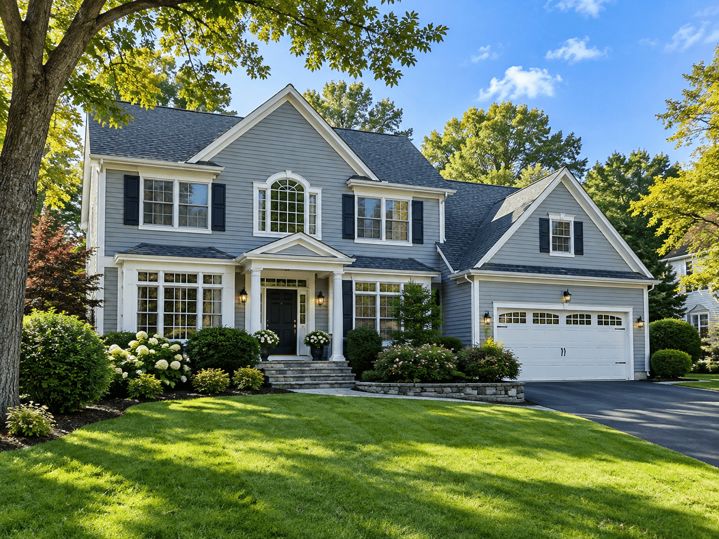 Elegant Gray-Blue Colonial Home